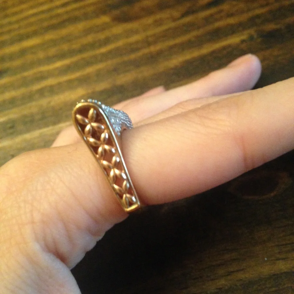 Two-Tone Rose Gold and Silver Statement Ring